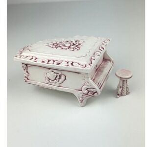 Piano Music Box Ceramic Grand Piano‎ Wind Up Impossible Dream Bench